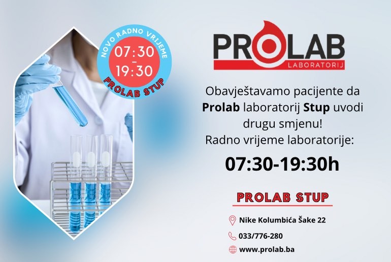 PROLAB STUP-NOVO RADNO VRIJEME